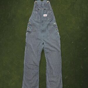 Vintage 1990s Round House Hickory Stripe Overalls - Made in USA S/M